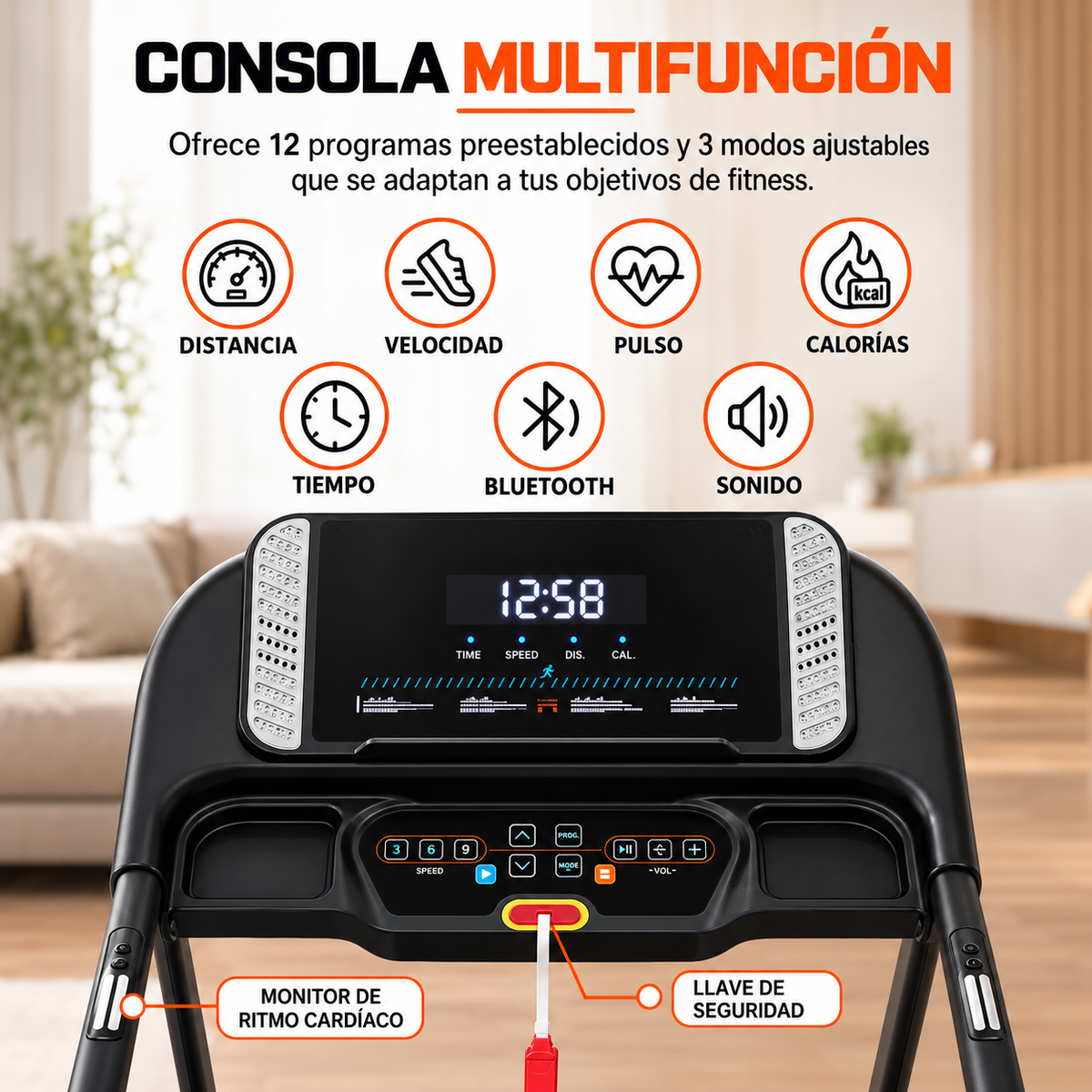 Caminadora Eléctrica Plegable 1.5hp 14km/h Inclinación.