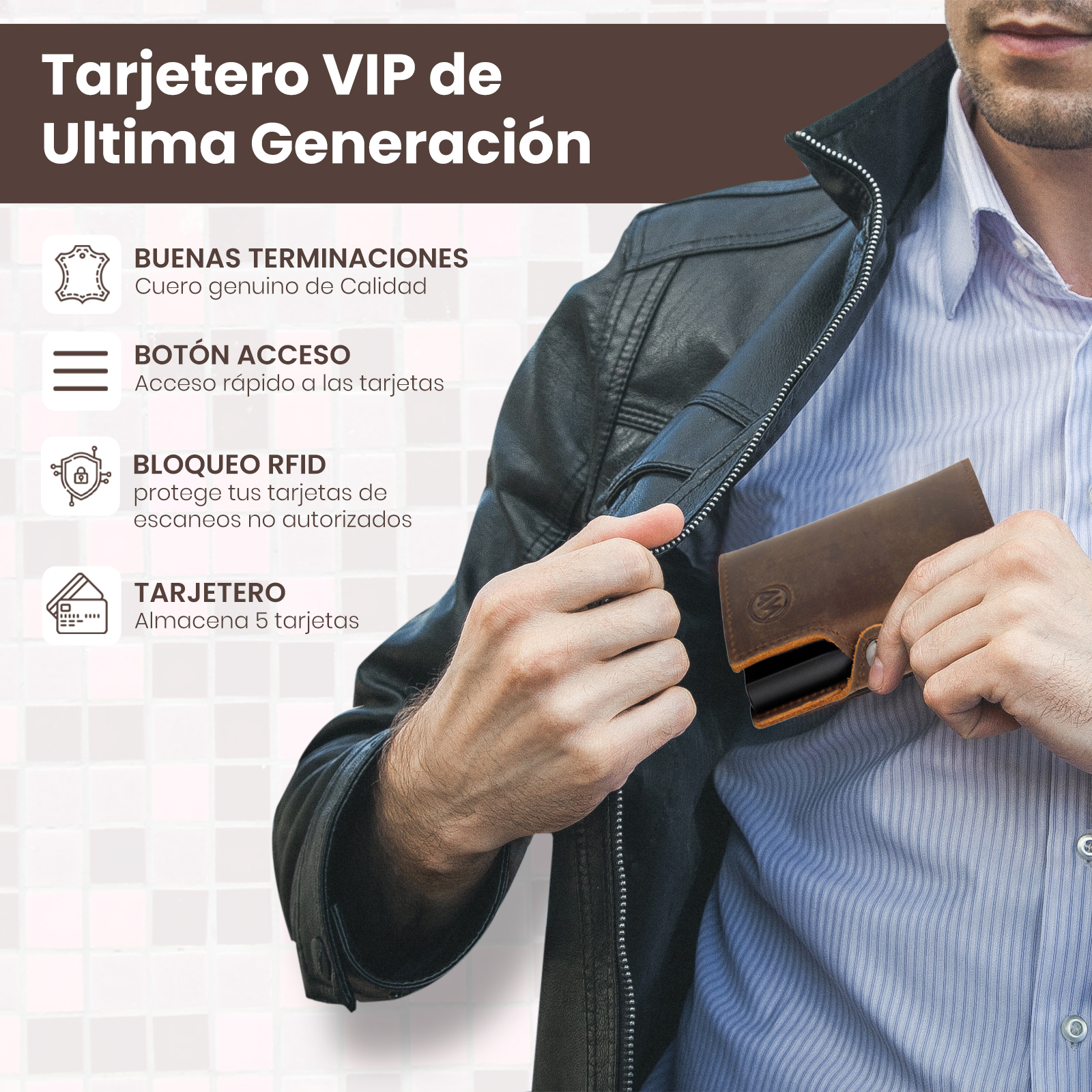 Billetera Tarjetero Bloqueo Rfid Anti Clonación