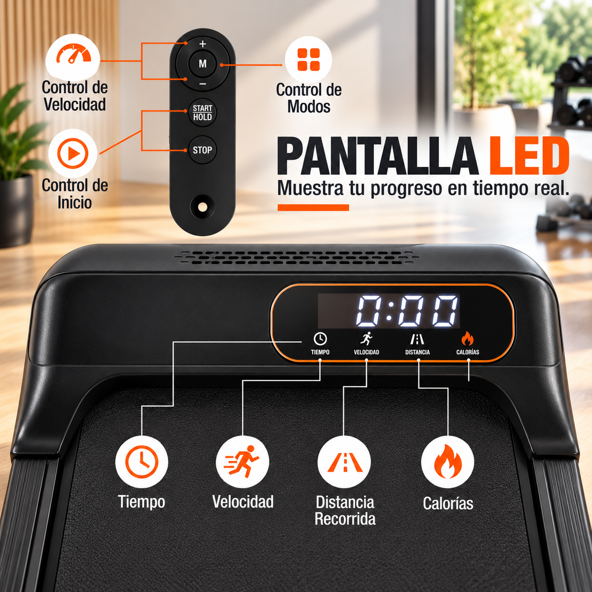 Caminadora Walking Pad 1 Hp 6km 2 Niveles Inclina Y Control Remoto.