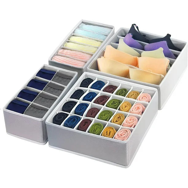 Set de 4 organizadores plegables de cajones de ropa interior.