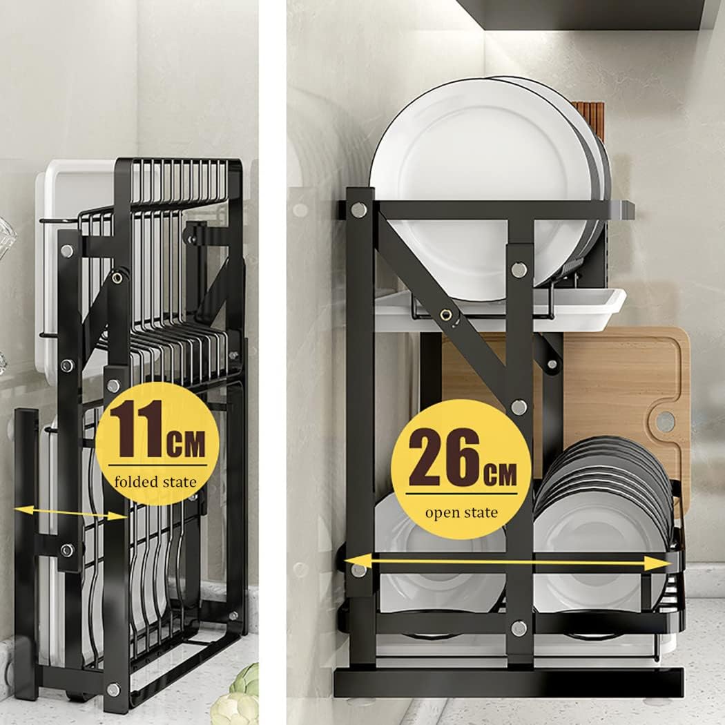 Escurridor SecaPlatos Plegable en Acero Inoxidable 2 Niveles.