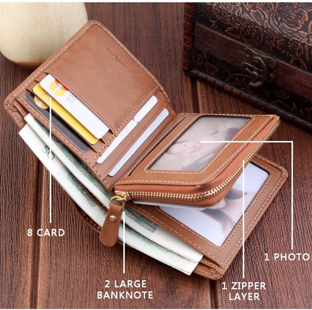 Billetera Para Hombre en Cuero Sintético Multiples Tarjetas y Monedero.