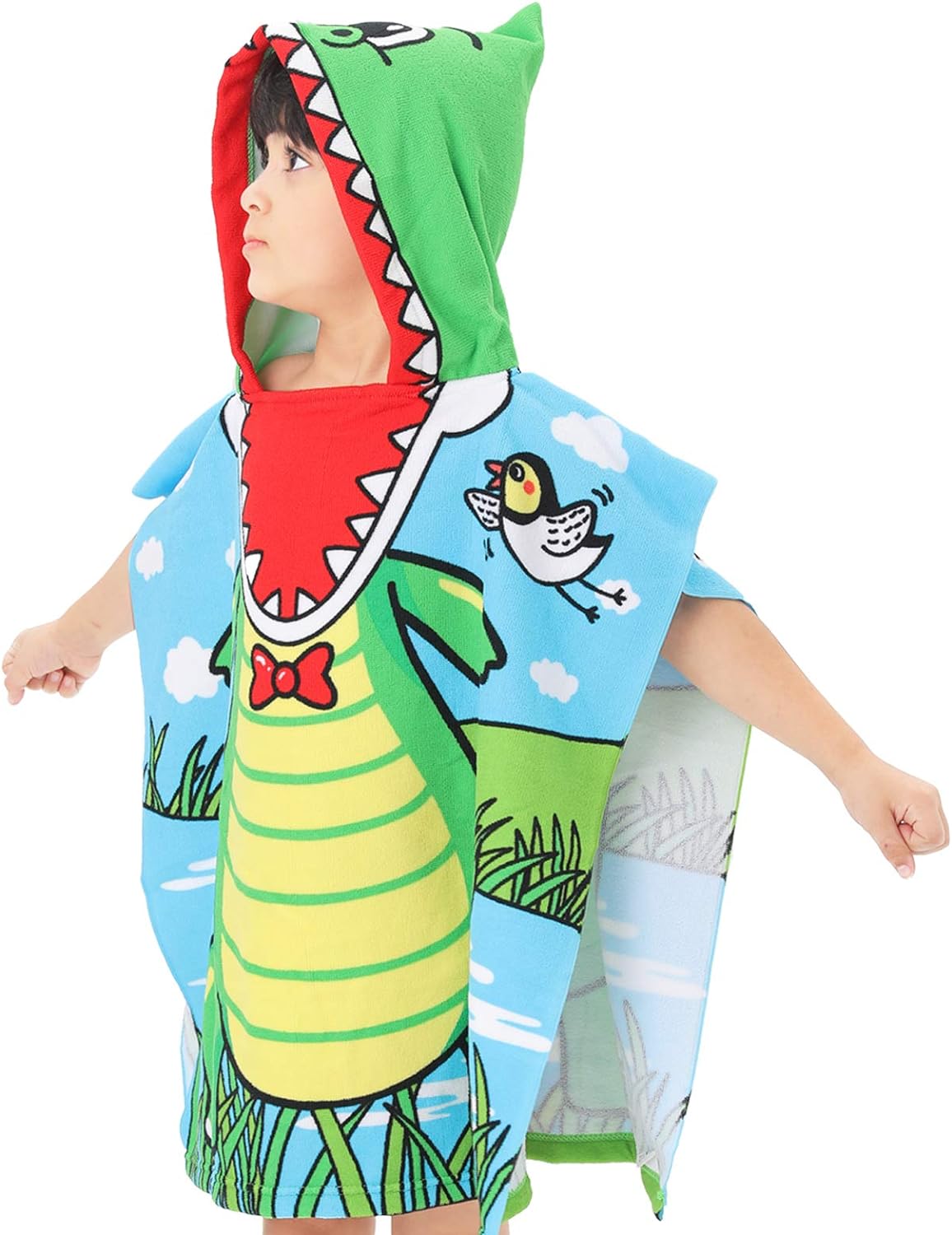 Poncho Toalla de playa con capucha para niños.