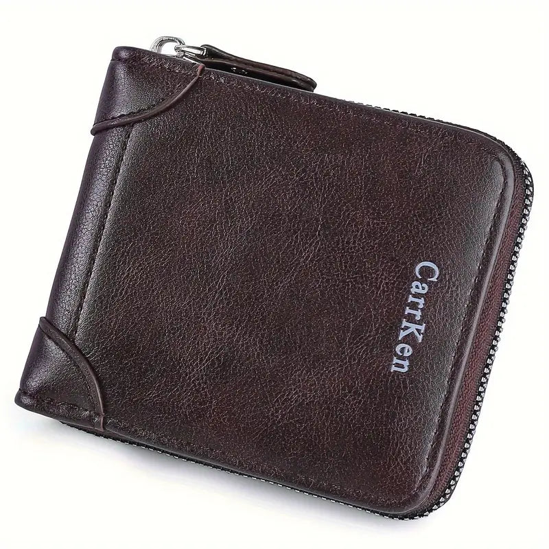 Billetera Para Hombre en Cuero Sintético Multiples Tarjetas y Monedero.