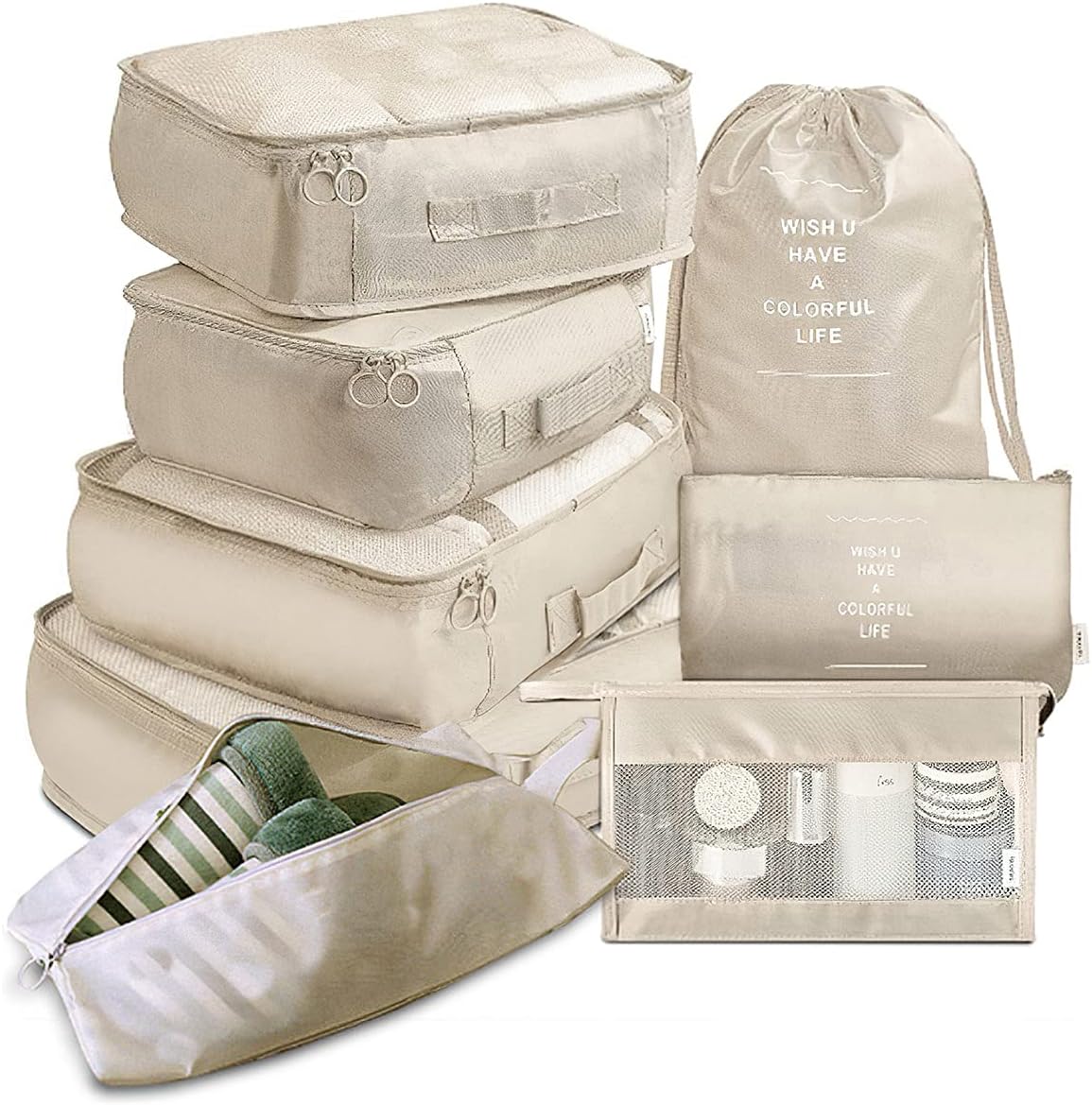 8 Piezas de Organizadores de Viaje Impermeables Para Maletas.