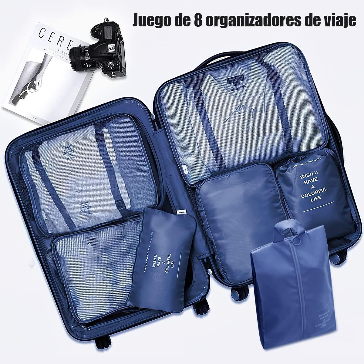 8 Piezas de Organizadores de Viaje Impermeables Para Maletas.