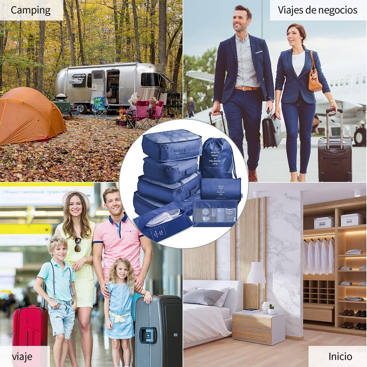 8 Piezas de Organizadores de Viaje Impermeables Para Maletas.