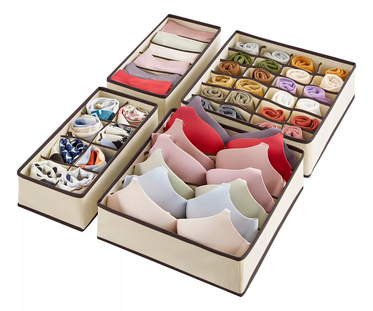 Set de 4 organizadores plegables de cajones de ropa interior.