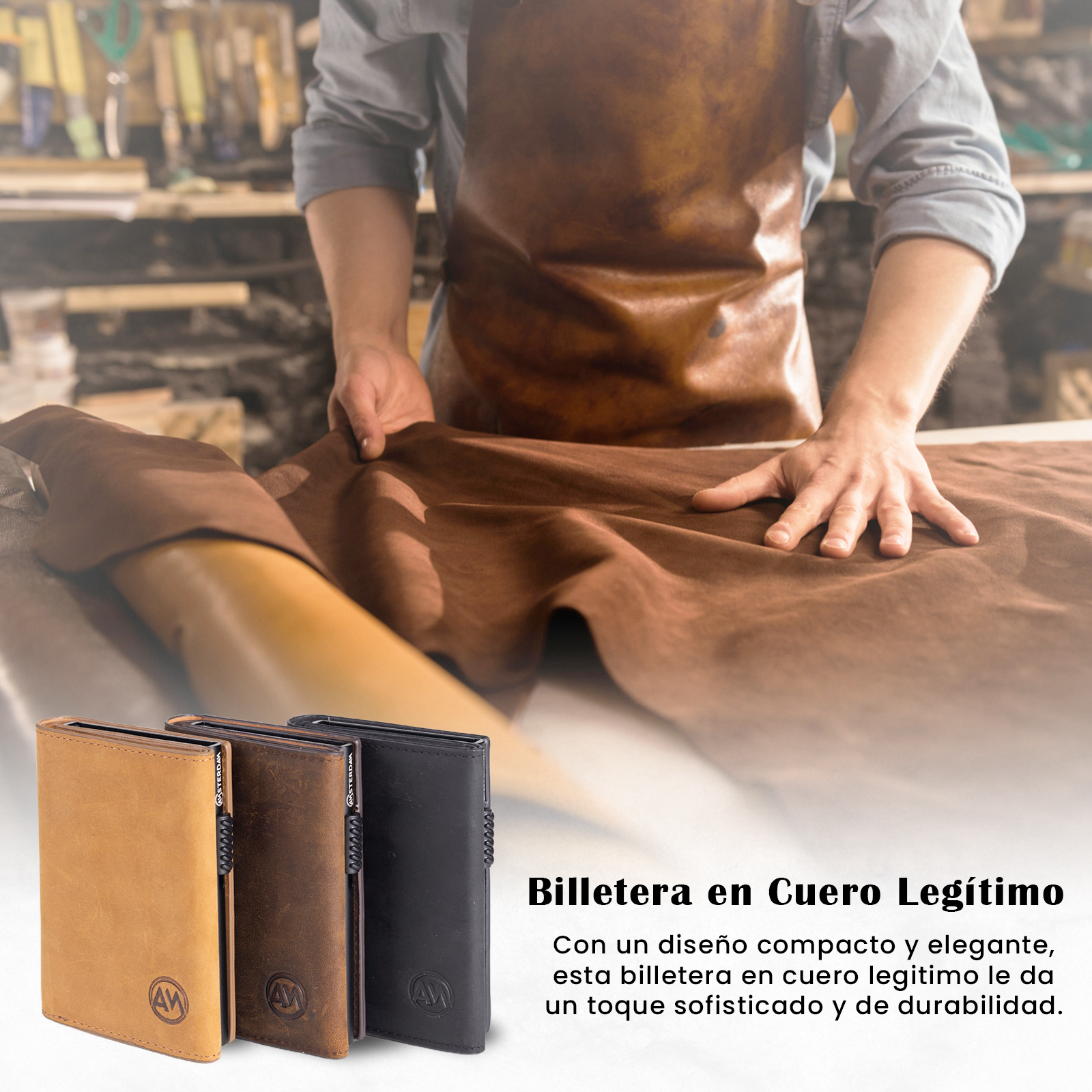 Billetera Tarjetero con Bloqueo Rfid y Monedero.