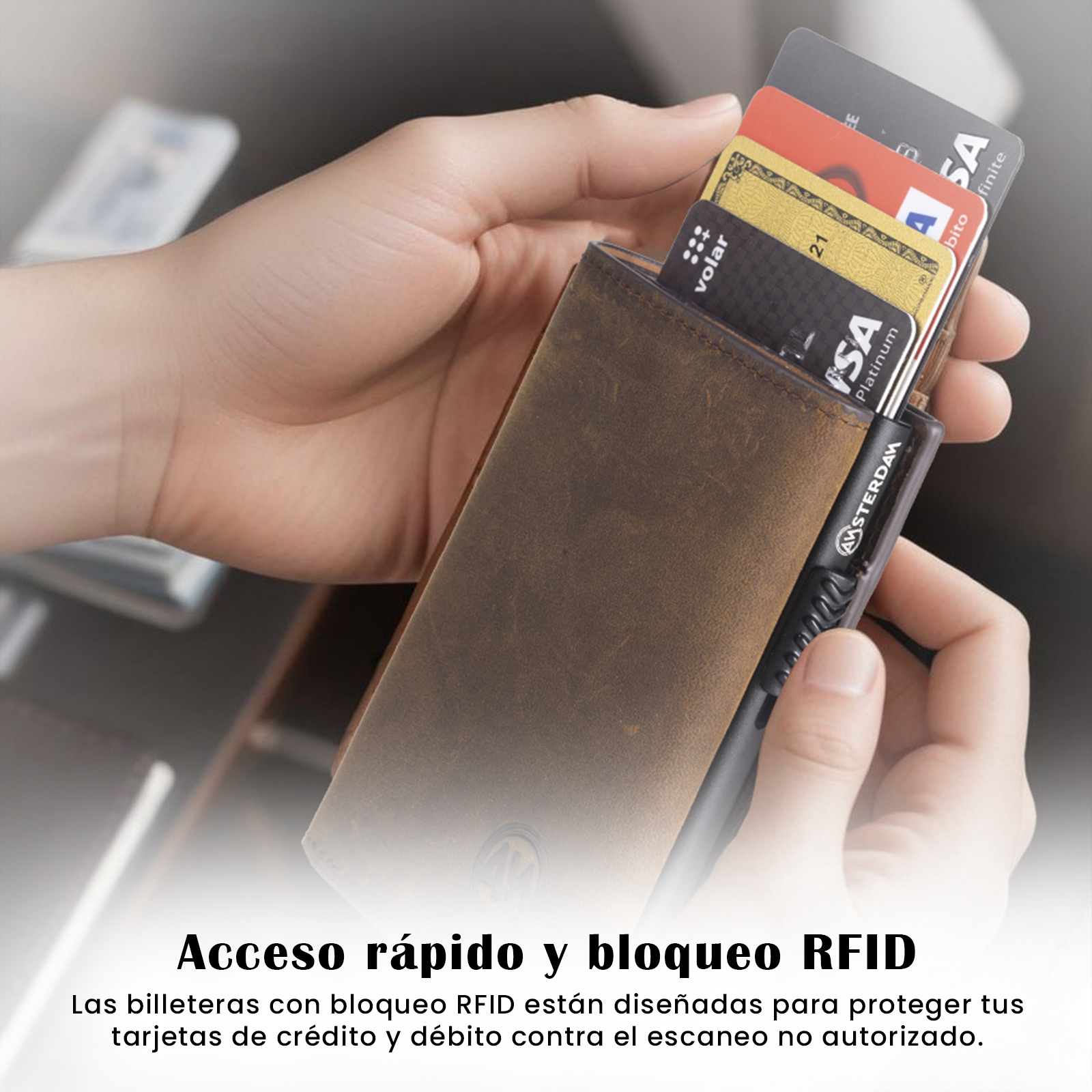 Billetera Tarjetero con Bloqueo Rfid y Monedero.
