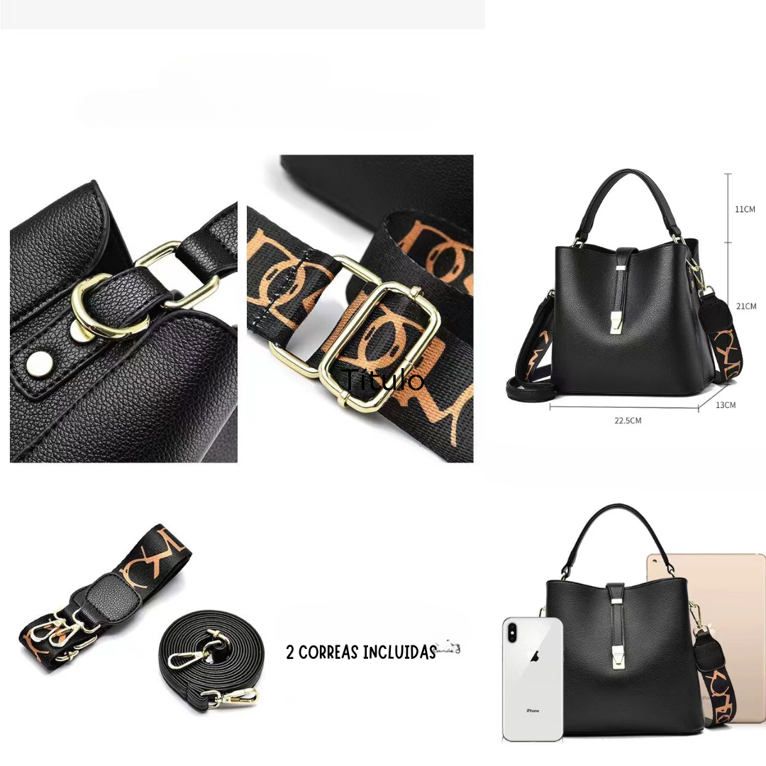Cartera en Eco Cuero con 2 Correas.