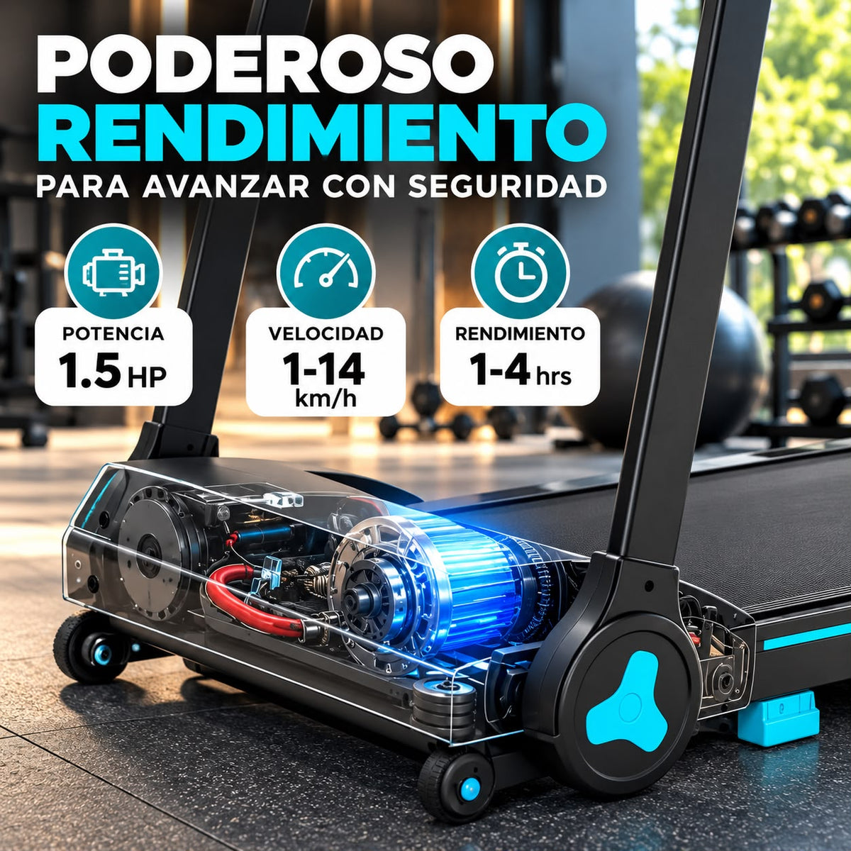 Caminadora Eléctrica Plegable 1.5 Hp 14 Km/h Bluetooth