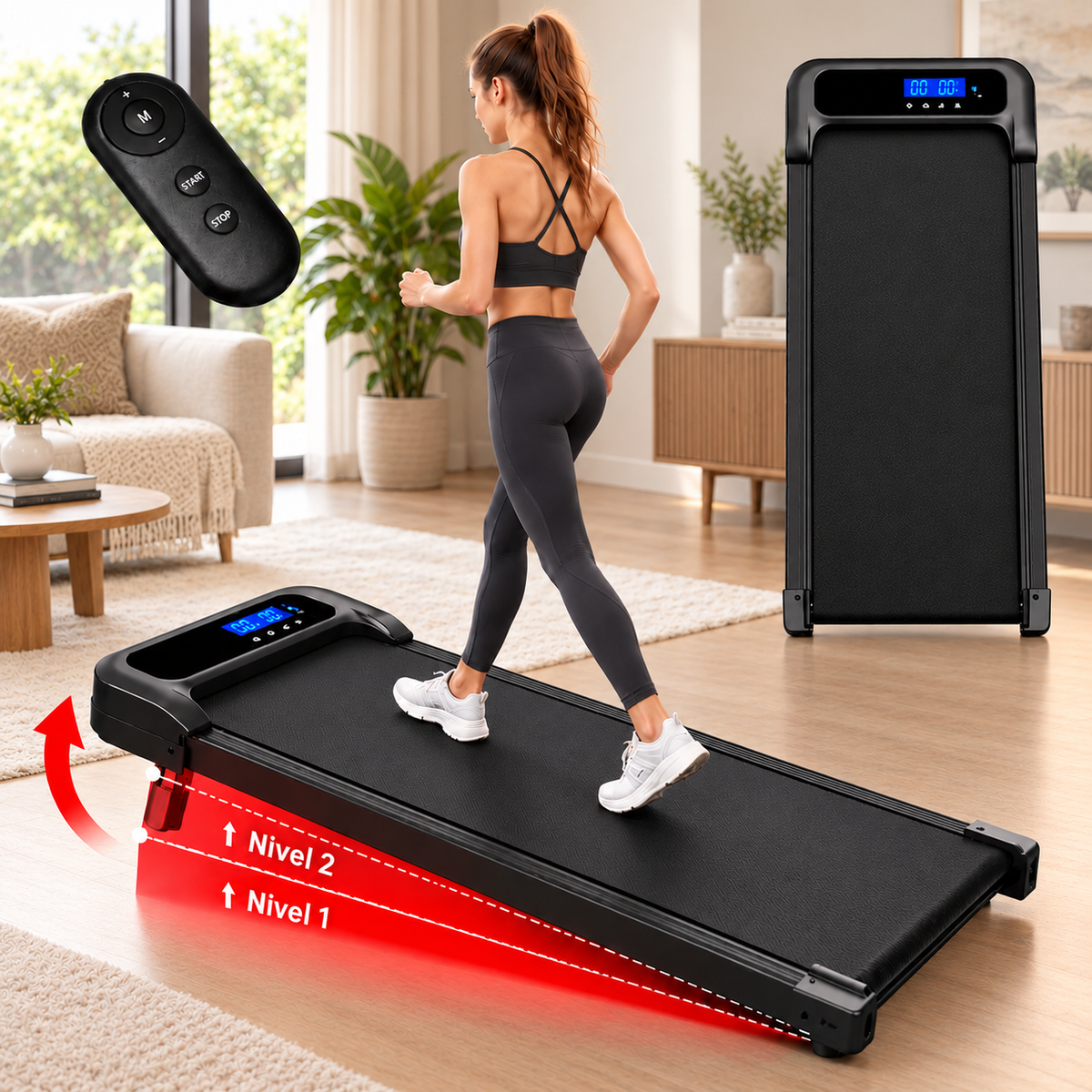 Caminadora Walking Pad 1 Hp 6km 2 Niveles Inclina Y Control Remoto.
