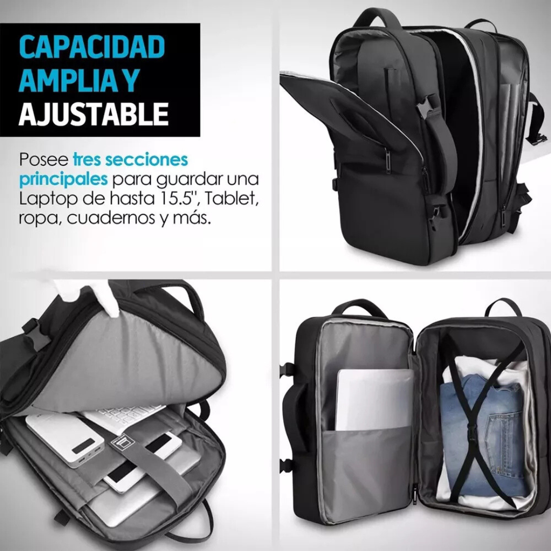 Mochila Carry On De Viaje Reforzada Impermeable Con USB.