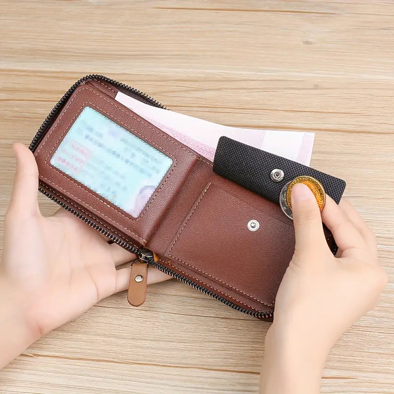 Billetera Para Hombre en Cuero Sintético Multiples Tarjetas y Monedero.