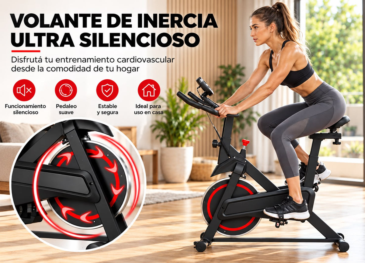 Bicicleta Spinning Wolfit Indoor 120 Kg Volante 4 Kg Lcd