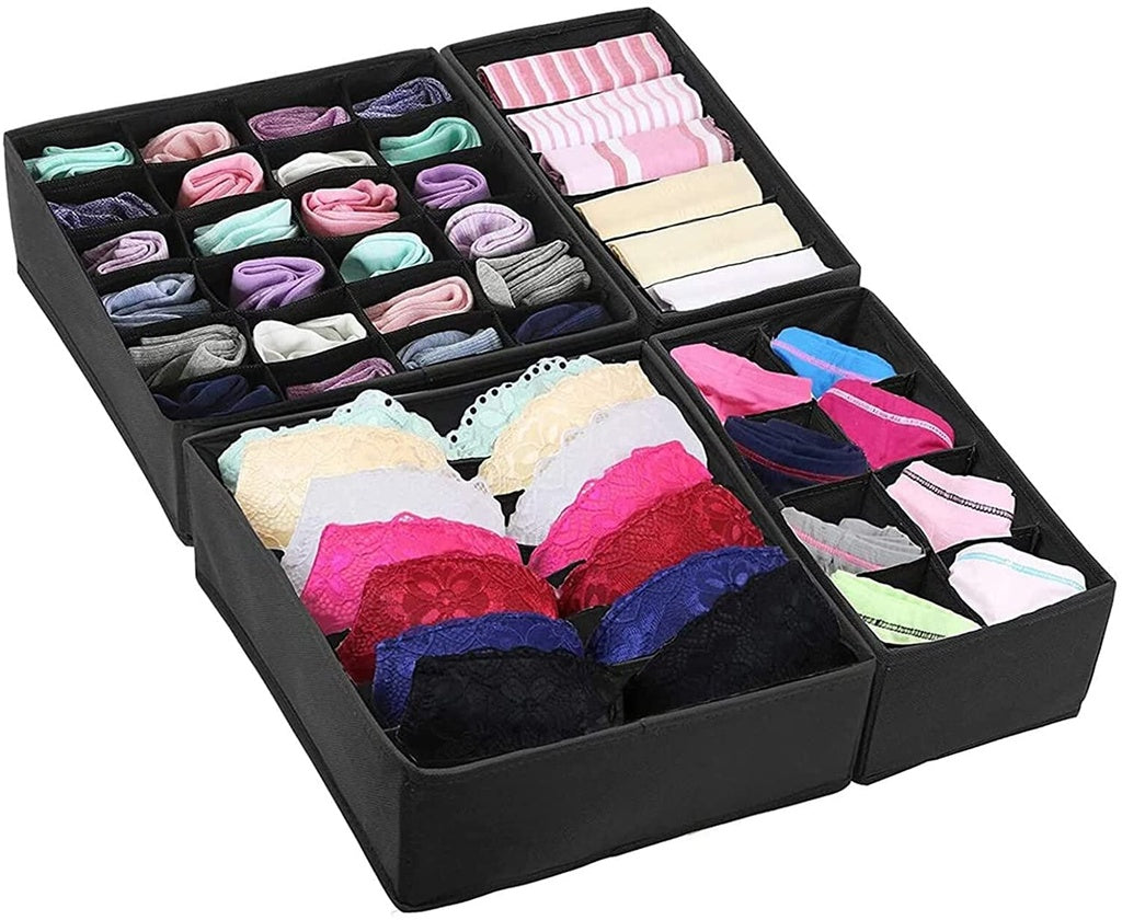 Set de 4 organizadores plegables de cajones de ropa interior.