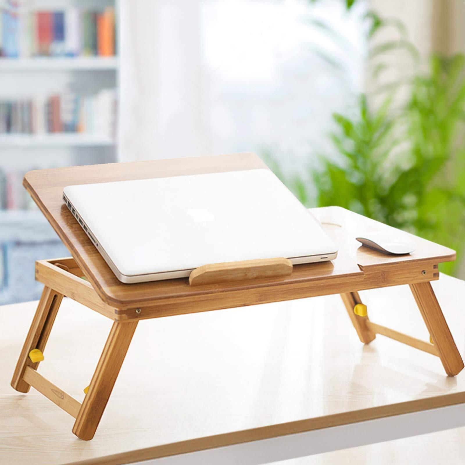 Mesa Portatil de Bamboo con Cajón.-