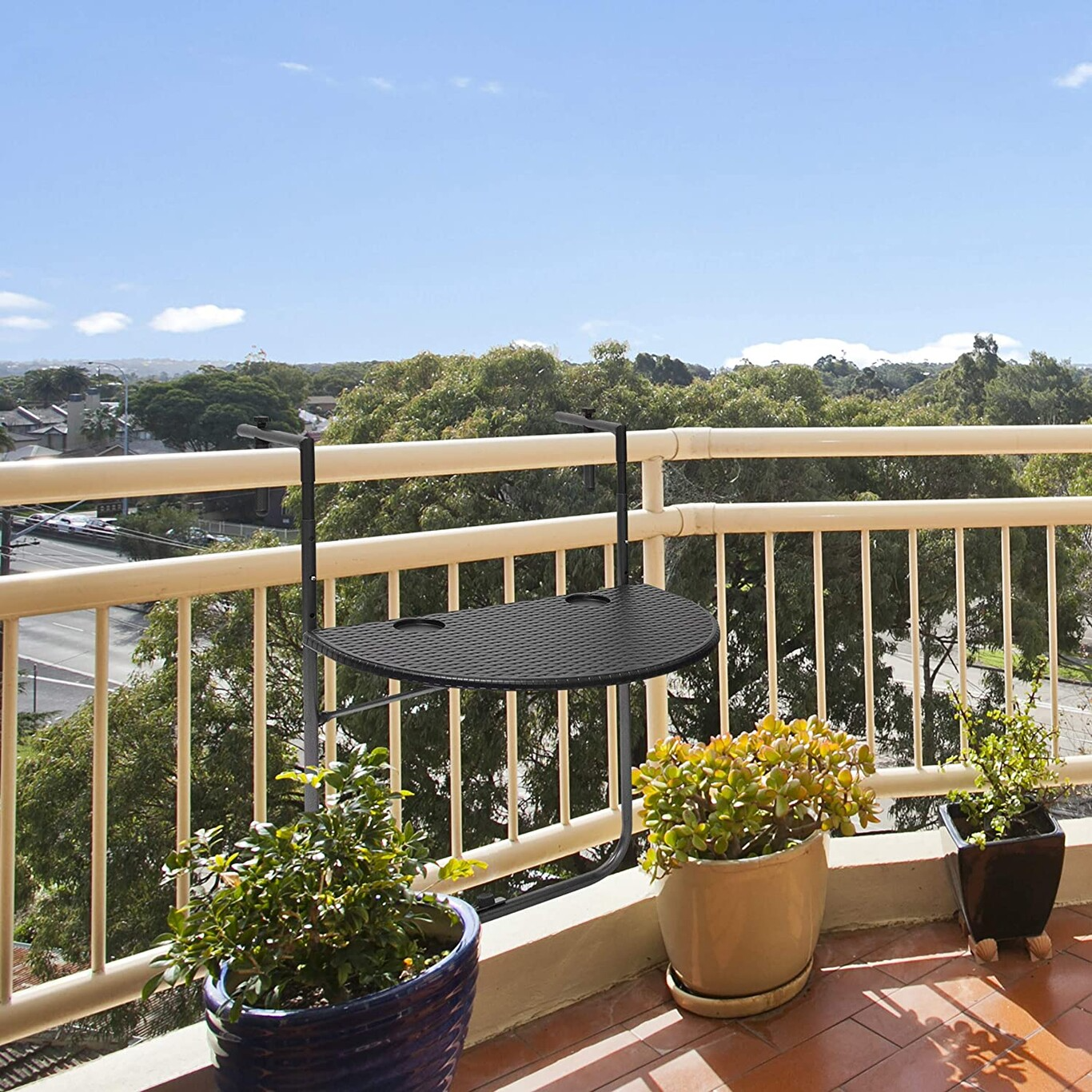 Mesa de Balcon Colgante y Plegable.