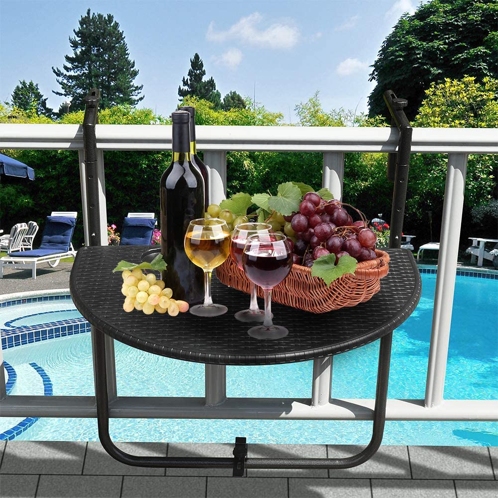 Mesa de Balcon Colgante y Plegable.