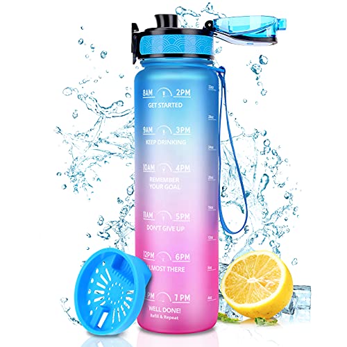 Botella de agua motivadora, con marcador de tiempo.