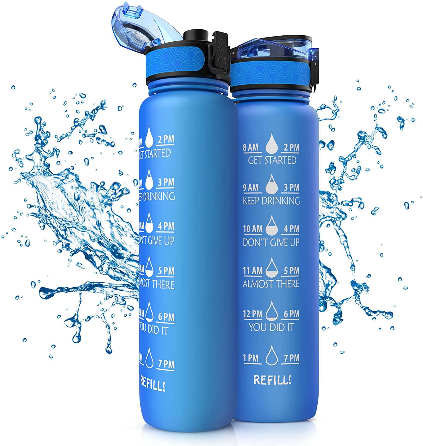 Botella de agua motivadora, con marcador de tiempo.