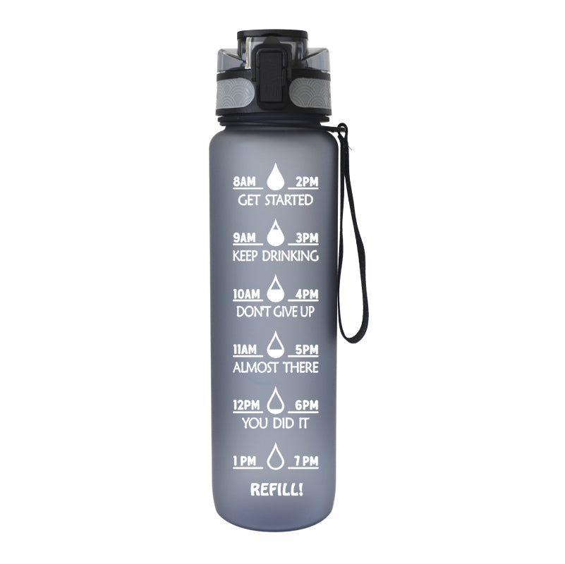 Botella de agua motivadora, con marcador de tiempo.