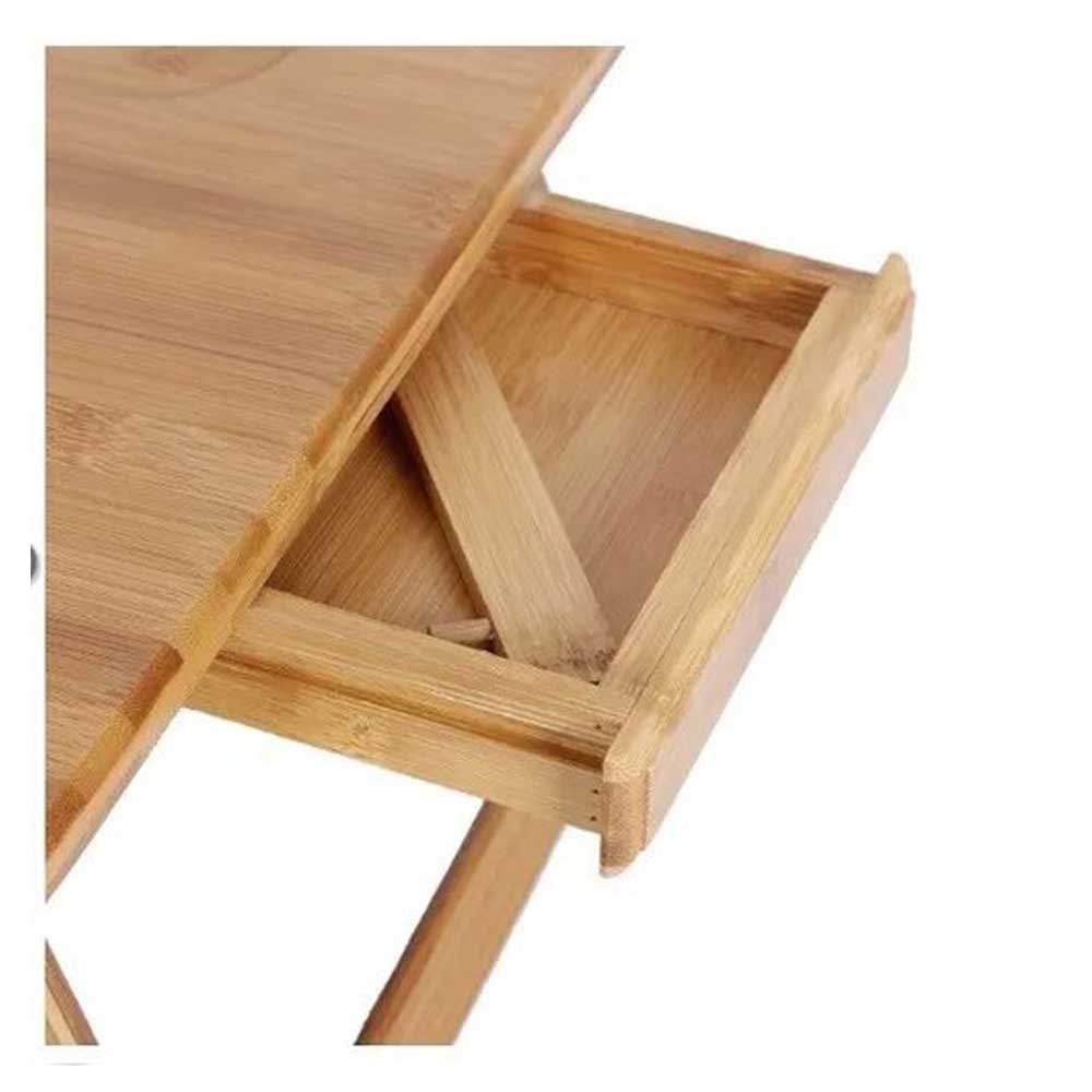 Mesa Portatil de Bamboo con Cajón.-