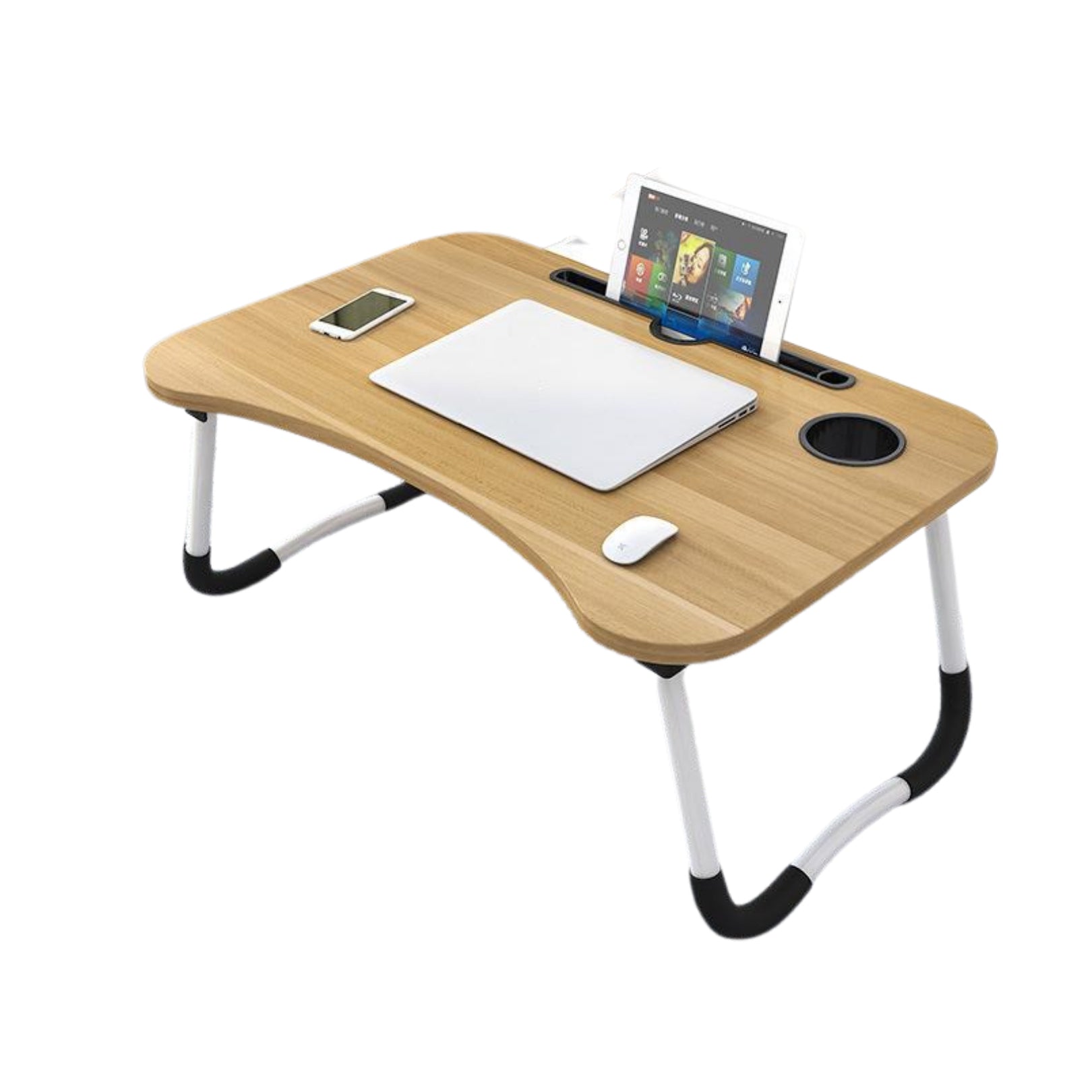 mesa trabajo laptop cama sofa