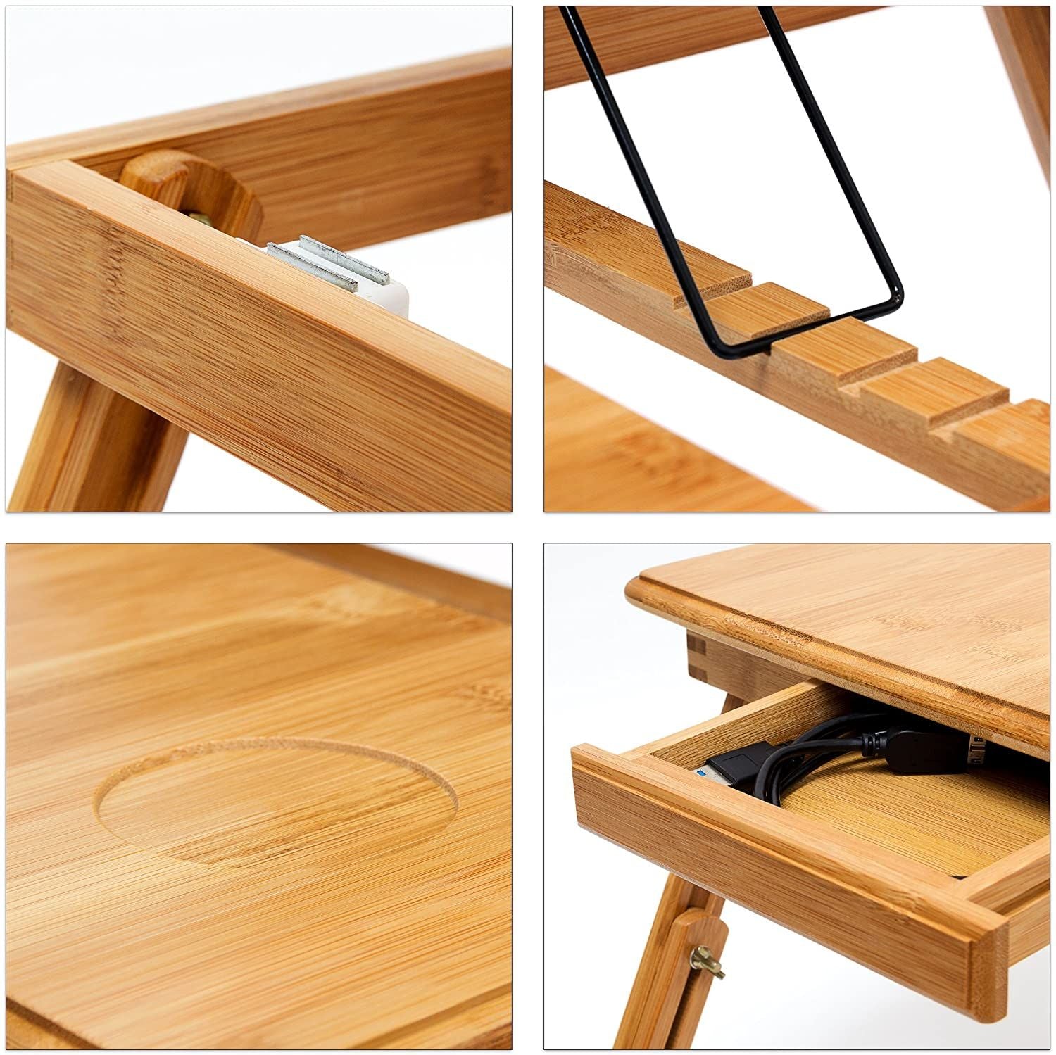Mesa Portátil de Bamboo con cajón ideal para trabajar y estudiar. Pedilas en Multiventas Uruguay
