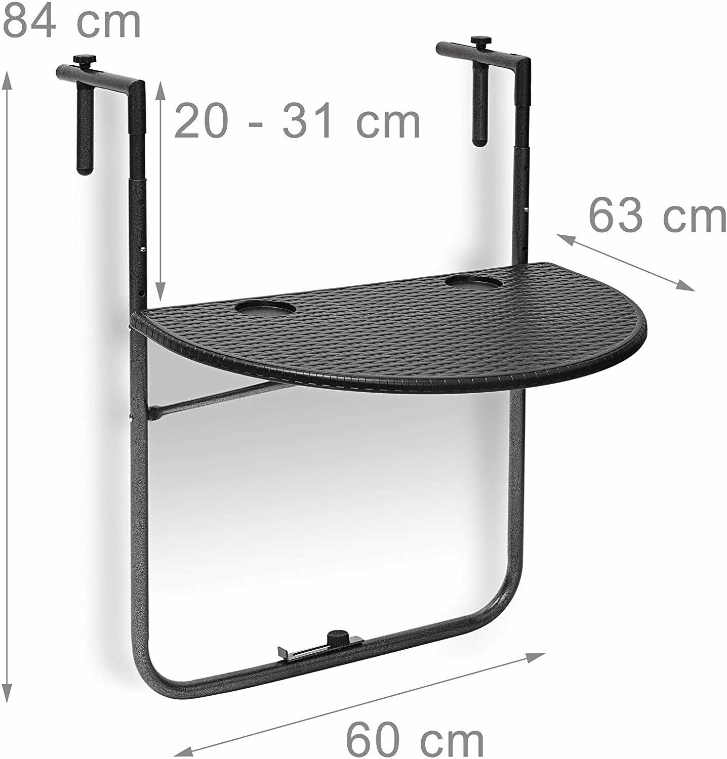 Mesa de Balcon Colgante y Plegable.