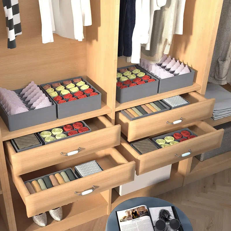 Set de 4 organizadores plegables de cajones de ropa interior.