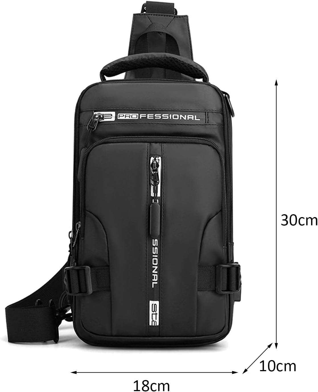 Bolso cruzado multifuncional para hombre, carga USB, impermeable.