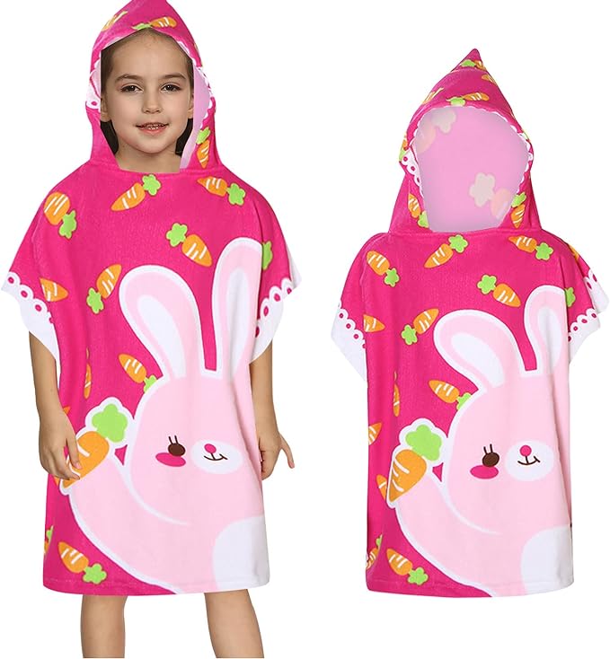 Poncho Toalla de playa con capucha para niños.