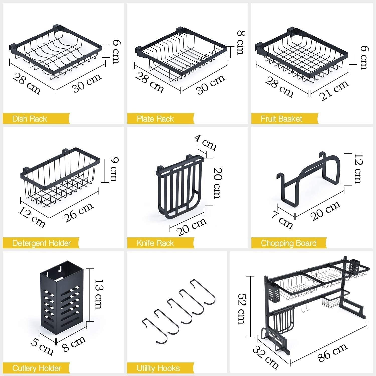 Escurridor De Platos En Acero Inox Extensible de 85 a 100 Cm Largo