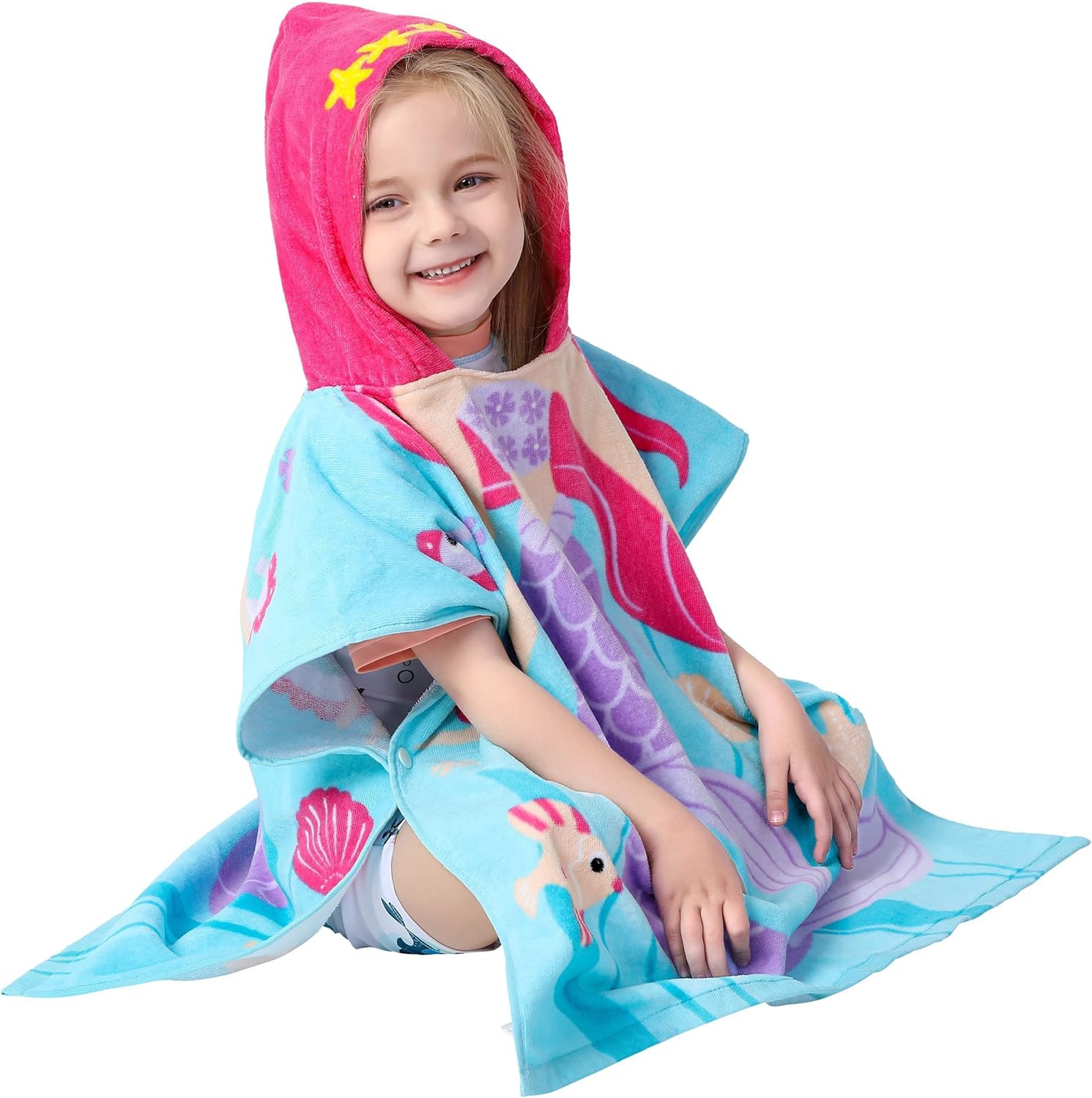 Poncho Toalla de playa con capucha para niños.