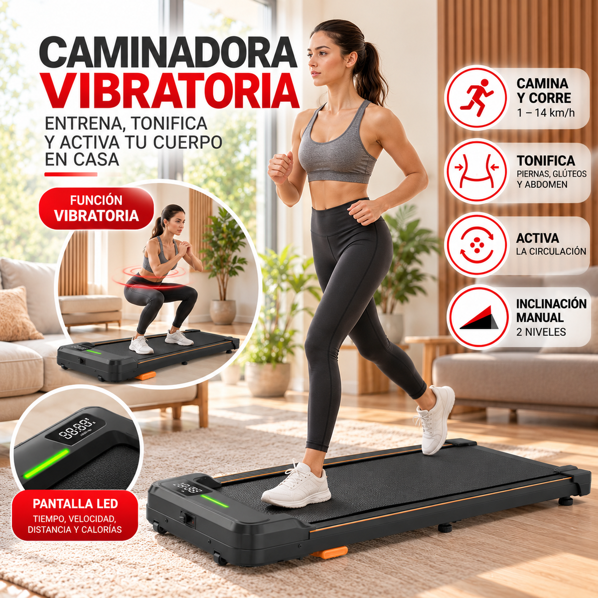 Caminadora Walking Pad 1 Hp 6km 2 Niveles Inclina Y Control Remoto.
