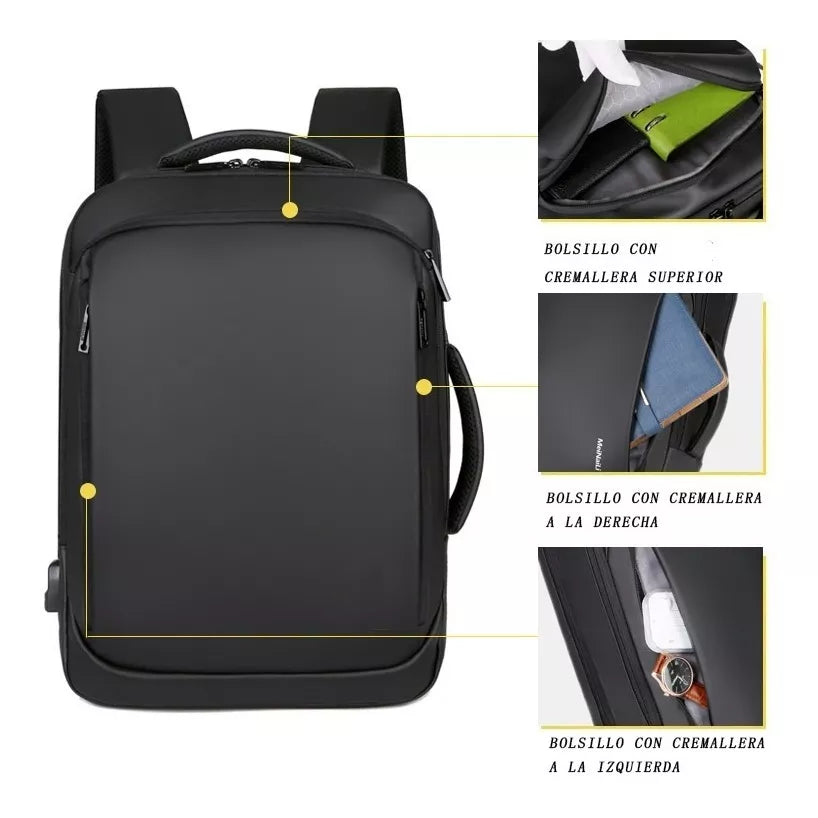 Mochila Ejecutiva Impermeable y Puerto USB.