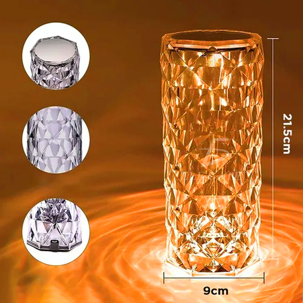 Lampara De Mesa De Cristal Recargable Usb C/control Remoto.