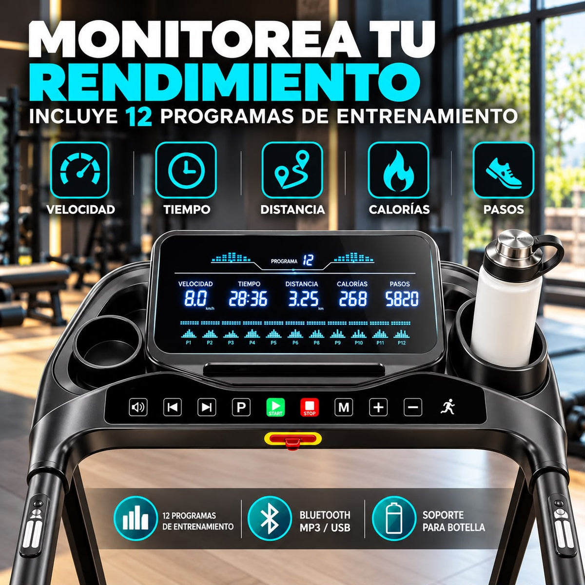 Caminadora Eléctrica Plegable 1.5 Hp 14 Km/h Bluetooth