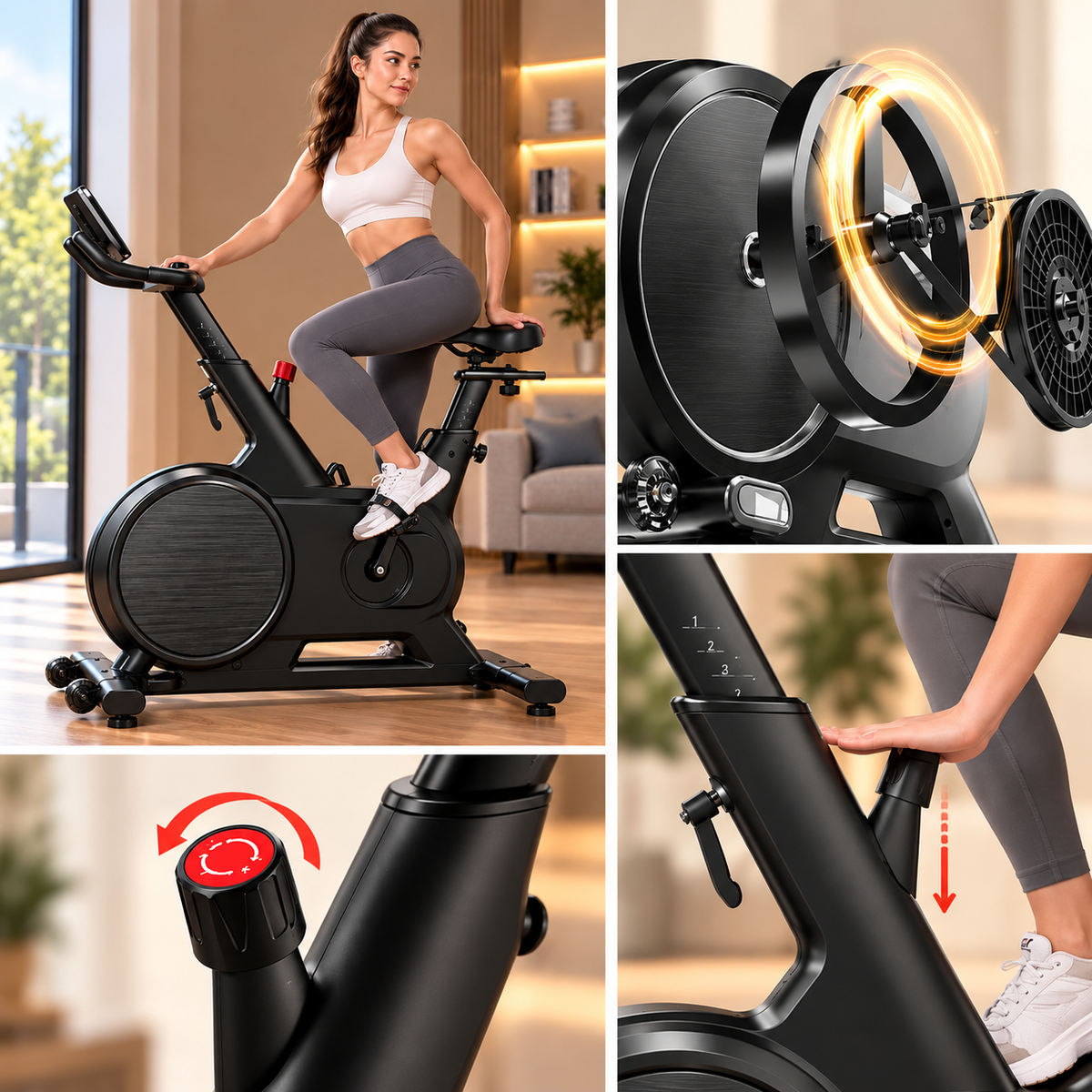 Bicicleta Spinning Magnética Mototizada Bluetooth 32 Niveles