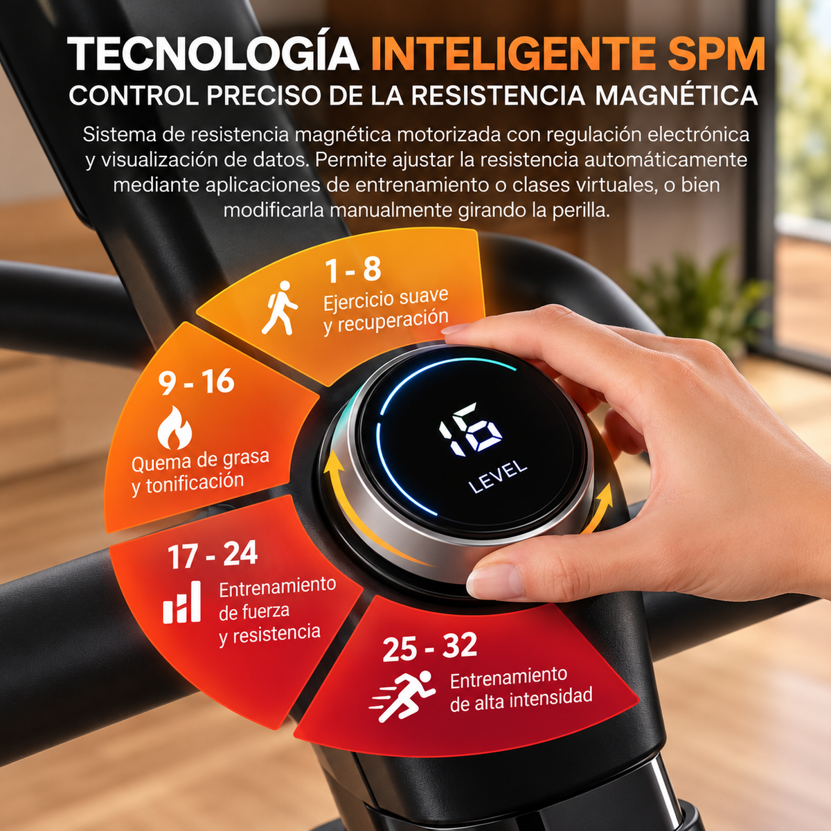 Bicicleta Spinning Magnética Mototizada Bluetooth 32 Niveles