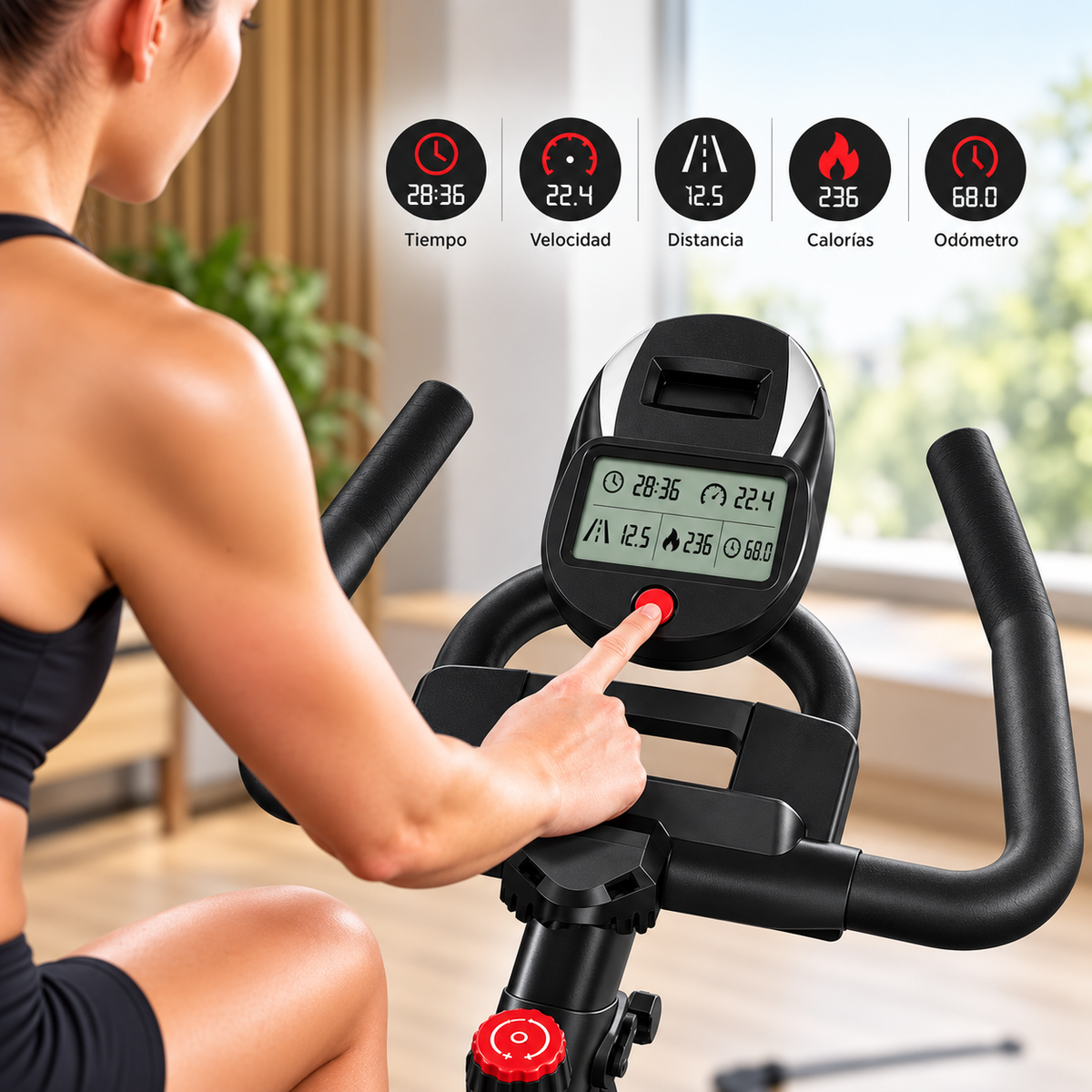 Bicicleta Spinning Wolfit Indoor 120 Kg Volante 4 Kg Lcd