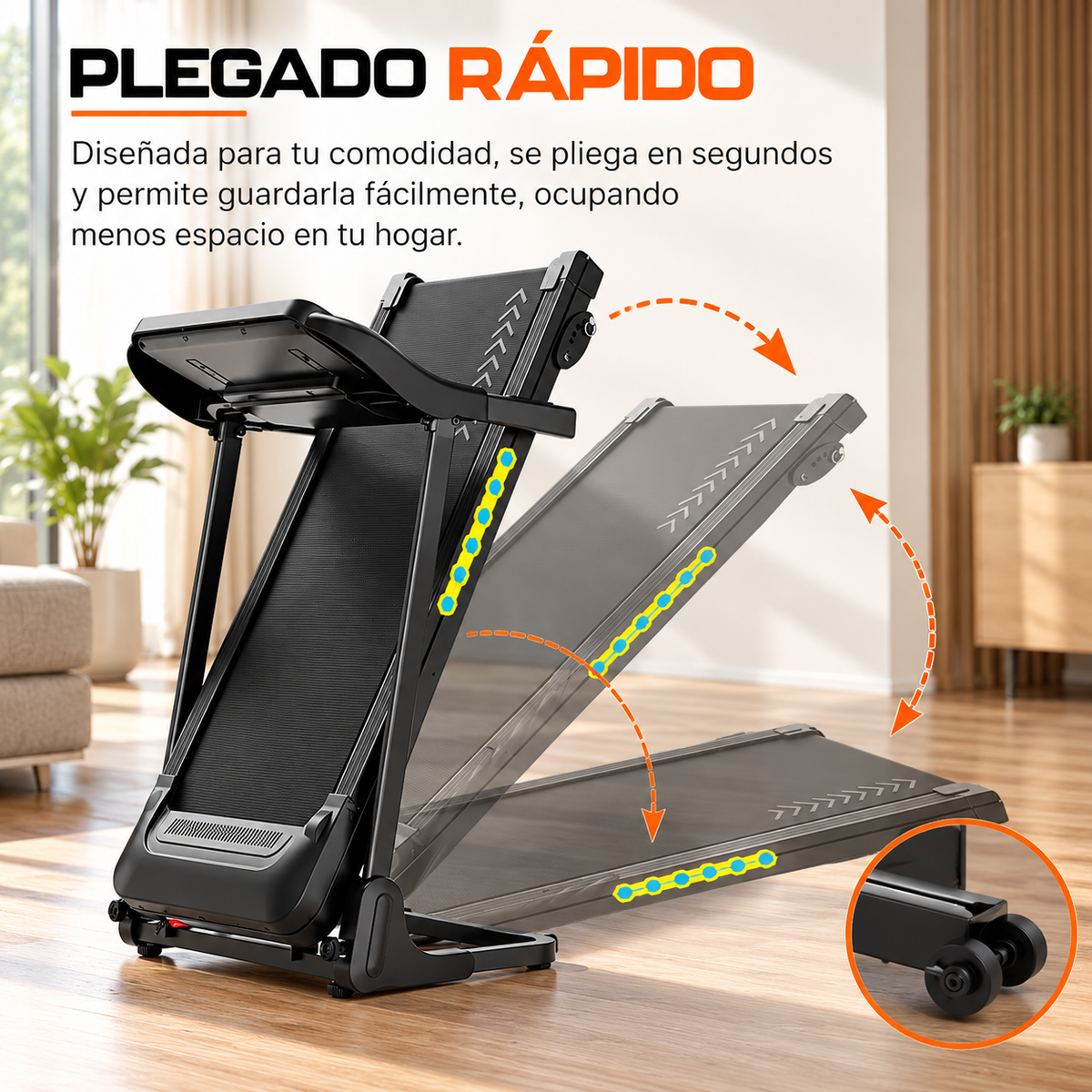 Caminadora Eléctrica Plegable 1.5hp 14km/h Inclinación.