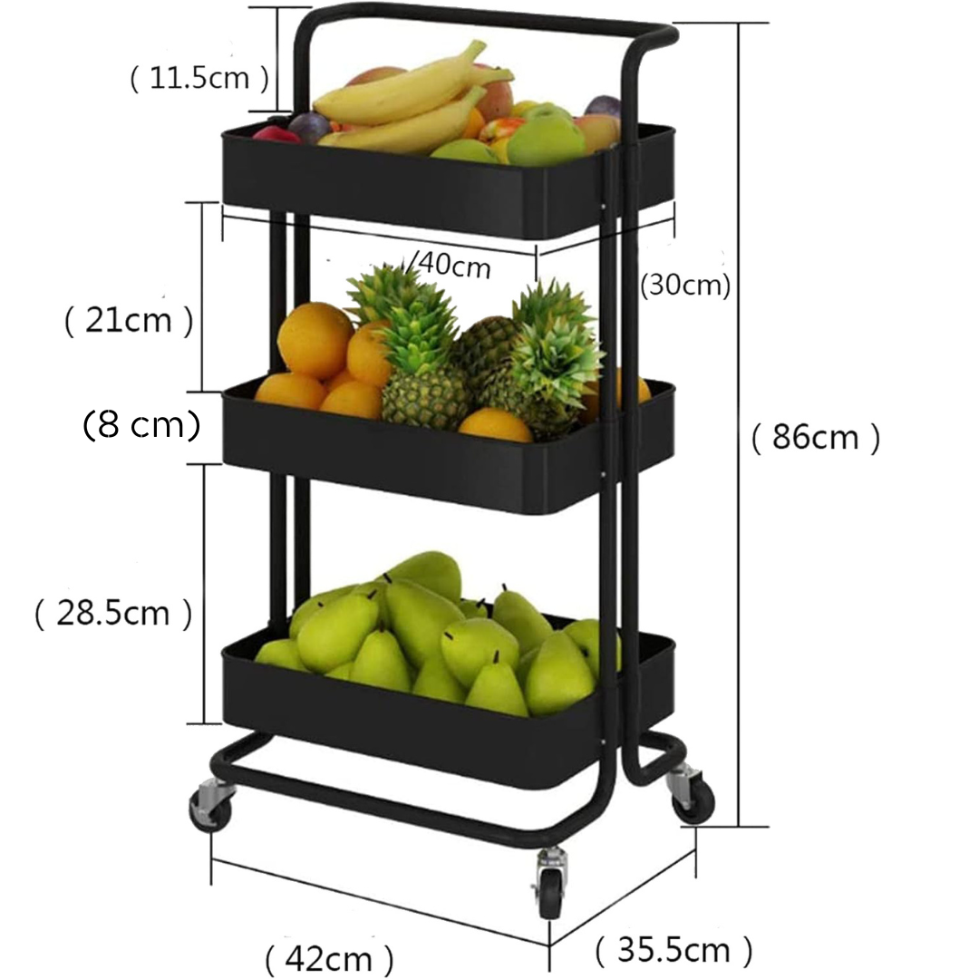 Carro Multiuso Organizador en 3 Niveles. 100% Metal.