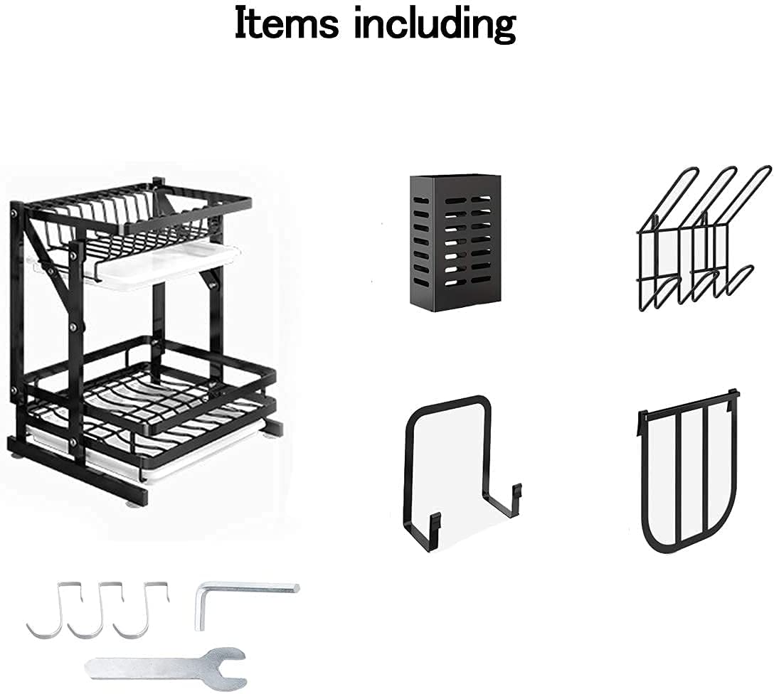 Escurridor de cocina de acero inoxidable de 2 niveles Plegable.