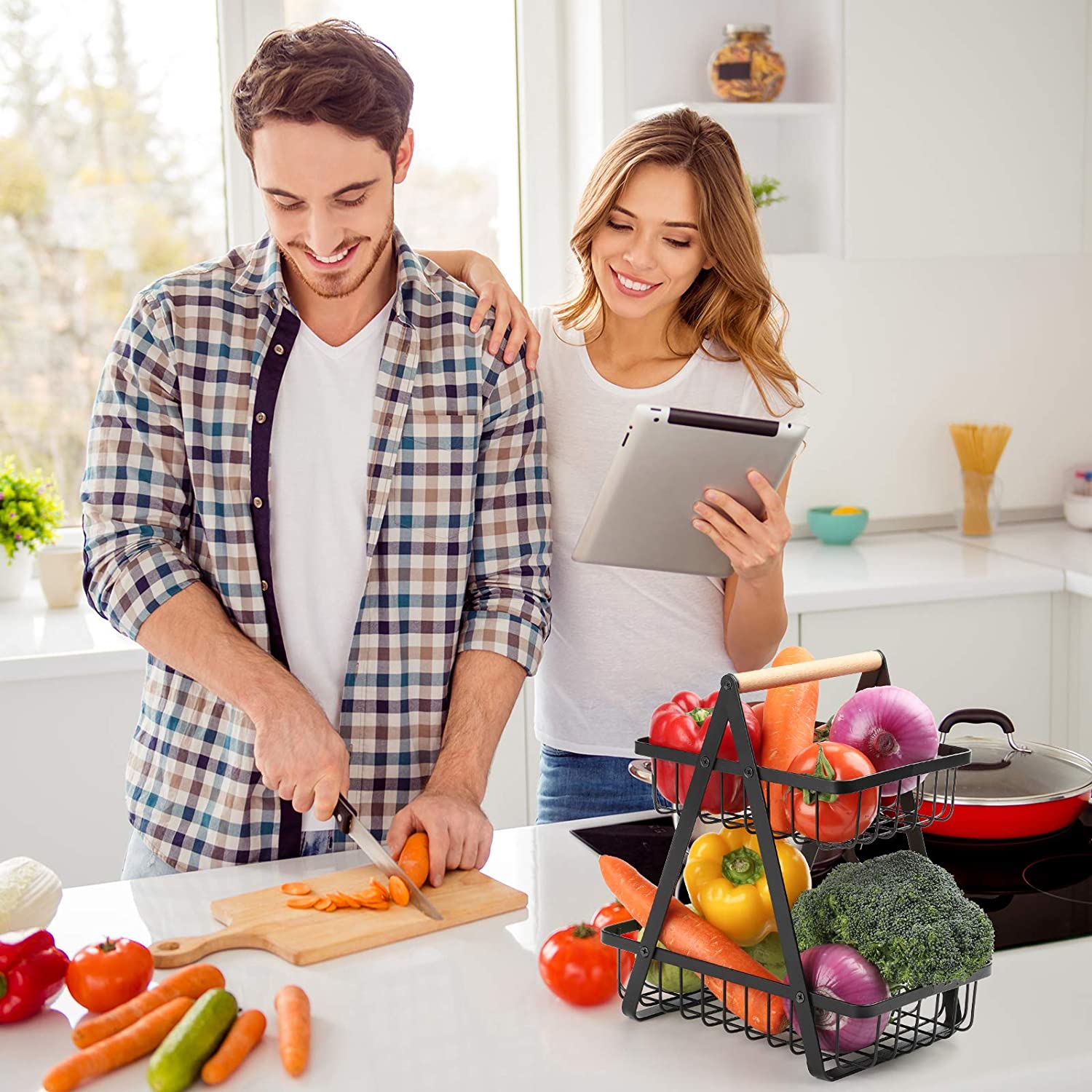 Canasta de Frutas y Verduras en 2 Niveles.