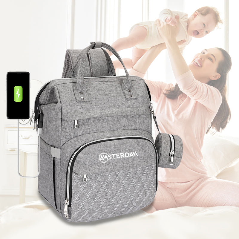 Mochila Maternal de Calidad Impermeable con Puerto USB.